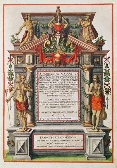 Admiranta Narratio.... Frontispice (page 1), 1585-1588 - Theodore de Bry